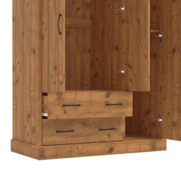 Camford 3 Door 2 Drawer Oak Wardrobe - Size: 3 Door, 2 Drawer - Brown - Wilko - thumbnail 6