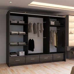 Sliding Wardrobes 4U 2 Sliding Door Black Modern High Gloss Central Mirrored Wardrobe 255cm - Size: 2 Door - Wilko - thumbnail 6
