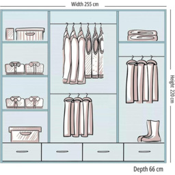 Sliding Wardrobes 4U 2 Sliding Door Black Modern High Gloss Central Mirrored Wardrobe 255cm - Size: 2 Door - Wilko - thumbnail 7