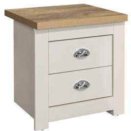 Highgate 2 Drawer Cream and Oak Bedside Table - White - Birlea - Wilko - thumbnail 3