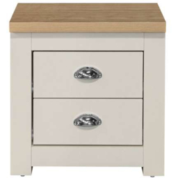 Highgate 2 Drawer Cream and Oak Bedside Table - White - Birlea - Wilko - thumbnail 4