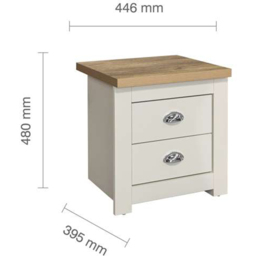 Highgate 2 Drawer Cream and Oak Bedside Table - White - Birlea - Wilko - thumbnail 7