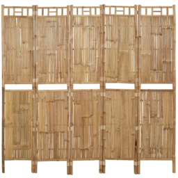 vidaXL Bamboo 5 Panel Room Divider 200 x 180cm - Size: 5 Panels - Brown - Wilko - thumbnail 3