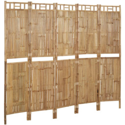 vidaXL Bamboo 5 Panel Room Divider 200 x 180cm - Size: 5 Panels - Brown - Wilko