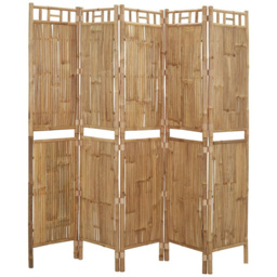 vidaXL Bamboo 5 Panel Room Divider 200 x 180cm - Size: 5 Panels - Brown - Wilko - thumbnail 4
