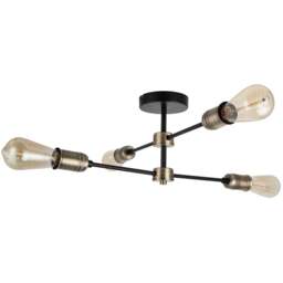 Cosylyte Linton 4 Light Matt Antique Brass Ceiling Light - Size: 58.5 x 23 x 15cm - Black - Wilko