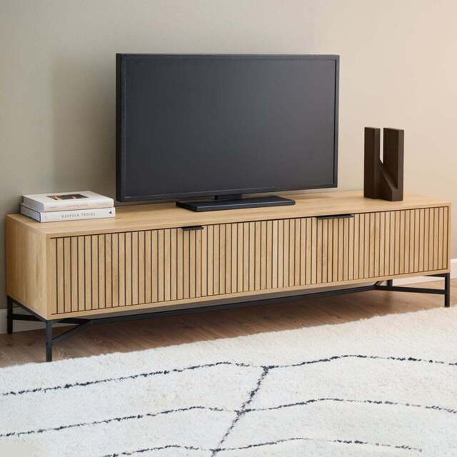 Florence Jaipur 3 Door Oak TV Unit - Size: 45 x 176.4 x 40cm - Multi - Furniture To Go - Wilko - image 1