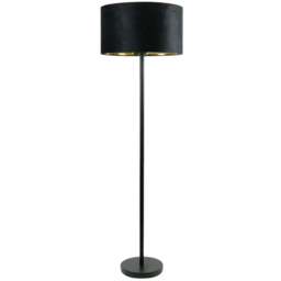ValueLights Charlie Black Velvet and Metallic Shade Black Floor Lamp and Bulb - Size: 148 x 45 x 45cm - Wilko - thumbnail 1
