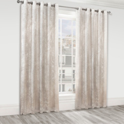 Alan Symonds Cream Crushed Velvet Ring Top Eyelet Curtains 229 x 229cm - Size: W 229 x D 229cm - Wilko - thumbnail 5