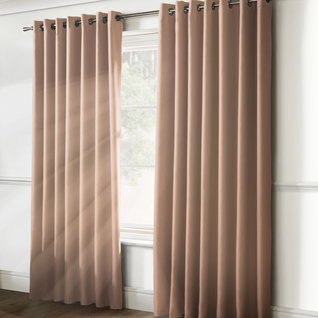 Alan Symonds Essential Pink Plain Ring Top Eyelet Curtains 117 x 183cm - Size: W 117 x D 183cm - Wilko - image 1