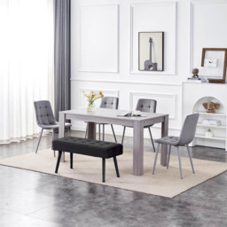 Portland 5 Seater Velvet Wooden Dining Table with Bench Grey - Size: 4 Seater - Multi - Wilko - thumbnail 6