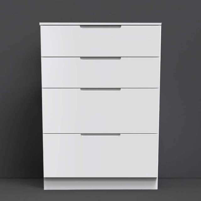 Crowndale Milan 4 Drawer Gloss White Deep Chest of Drawers - Wilko - image 1