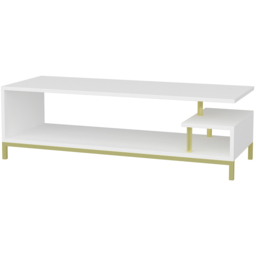 Decorotika Reilly 2 Shelf Gold and White TV Unit - Size: 38 x 120 x 45cm - Multi - Wilko - thumbnail 3