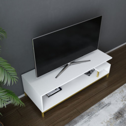 Decorotika Reilly 2 Shelf Gold and White TV Unit - Size: 38 x 120 x 45cm - Multi - Wilko - thumbnail 4