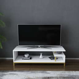 Decorotika Reilly 2 Shelf Gold and White TV Unit - Size: 38 x 120 x 45cm - Multi - Wilko - thumbnail 6