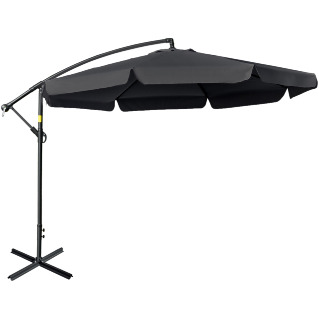 Outsunny Black Crank Handle Cantilever Banana Parasol with Cross Base 2.7m - Size: 3m - Wilko - image 1