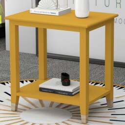 Palazzi Mustard Side Table - Size: 50 x 50 x  58cm - Yellow - Wilko