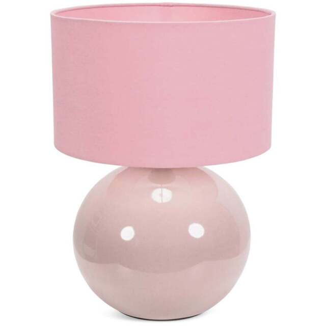 ValueLights Bosco Natural Stone Blush Pink Fabric Shade Ceramic LED Table Lamp - Size: 35 x 25 x 25cm - Cream - Wilko - image 1