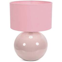 ValueLights Bosco Natural Stone Blush Pink Fabric Shade Ceramic LED Table Lamp - Size: 35 x 25 x 25cm - Cream - Wilko