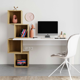 Decortie Balance White and Oak Desk with Shelves - Multi - Wilko - thumbnail 5