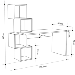 Decortie Balance White and Oak Desk with Shelves - Multi - Wilko - thumbnail 7