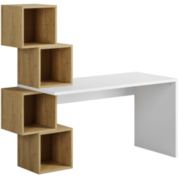 Decortie Balance White and Oak Desk with Shelves - Multi - Wilko - thumbnail 3