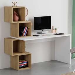 Decortie Balance White and Oak Desk with Shelves - Multi - Wilko - thumbnail 1