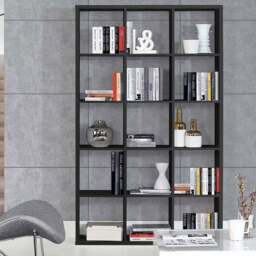 Florence Mauro 15 Shelf Matt Black Bookshelf - Wilko - thumbnail 1