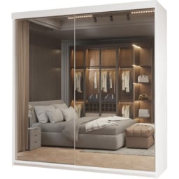 Sliding Wardrobes 4U Queen 2 Door White Full Length Mirrored Sliding Wardrobe 150cm - Wilko - thumbnail 3