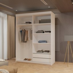 Sliding Wardrobes 4U Queen 2 Door White Full Length Mirrored Sliding Wardrobe 150cm - Wilko - thumbnail 4