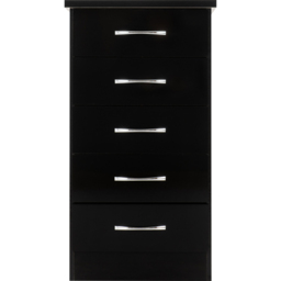 Seconique Nevada 5 Drawer Black Gloss Narrow Chest of Drawers - Wilko - thumbnail 4