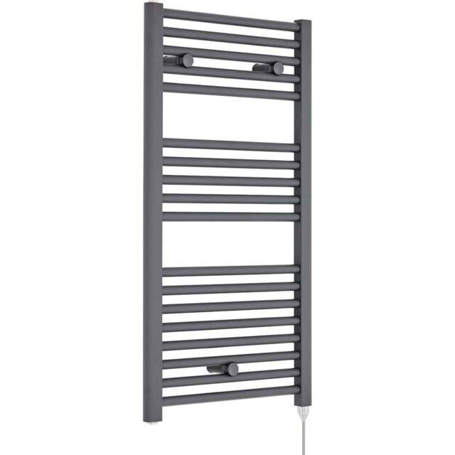 nuie Anthracite 500W Round Electric Towel Rail 920 x 480mm - Size: 9.2 x 4.8 x 0.3cm - Black - Wilko - image 1