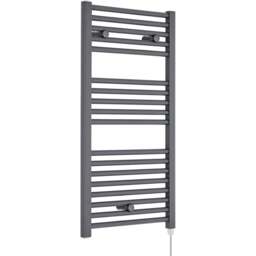 nuie Anthracite 500W Round Electric Towel Rail 920 x 480mm - Size: 9.2 x 4.8 x 0.3cm - Black - Wilko - thumbnail 1