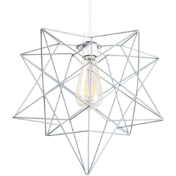 ValueLights Sadira Matt Grey Wire Star Ceiling Pendant Shade - Size: 39 x 29.5 x 33.5cm - Wilko