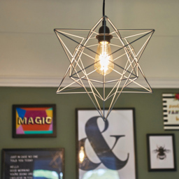 ValueLights Sadira Matt Grey Wire Star Ceiling Pendant Shade - Size: 39 x 29.5 x 33.5cm - Wilko - thumbnail 3