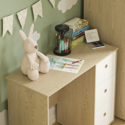 Junior Vida Neptune 3 Drawer White and Oak Desk - Size: 40 x 91 x 70cm - Wilko - thumbnail 4