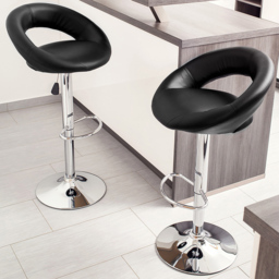 tectake Christian Synthetic Leather Bar Stool Set of 2 - Size: 100 x 34 x 40cm - Black - Wilko - thumbnail 1