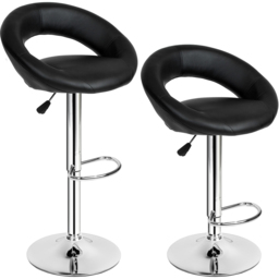 tectake Christian Synthetic Leather Bar Stool Set of 2 - Size: 100 x 34 x 40cm - Black - Wilko - thumbnail 3