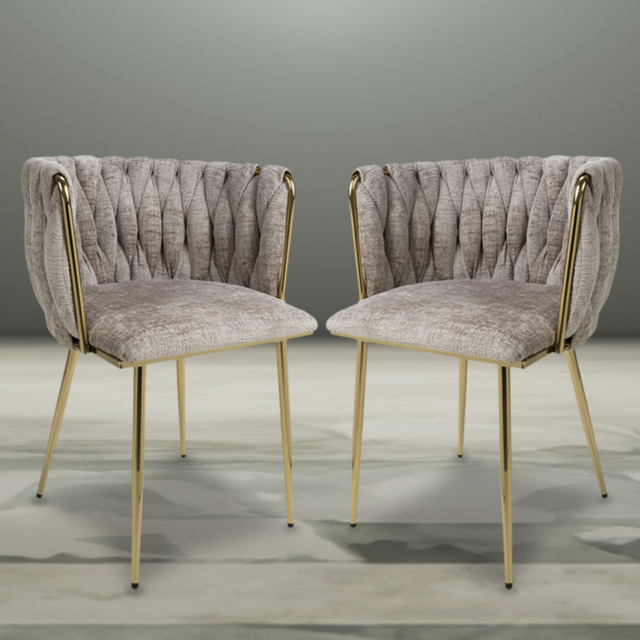 Shankar Ontario Set of 2 Mink Chenille Dining Chair - Cream - Wilko - image 1