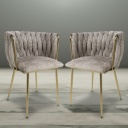 Shankar Ontario Set of 2 Mink Chenille Dining Chair - Cream - Wilko