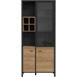 Florence High Rock 4 Door Matt Black and Riviera Oak Display Cabinet - Size: 40 x 86 x 193cm - Furniture to Go - Wilko - thumbnail 4
