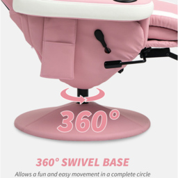 HOMCOM Pink Swivel Manual Reclining Gaming Chair with Footrest - Size: 48 x 65 x 84cm - Wilko - thumbnail 7
