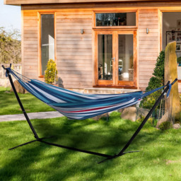 Outsunny Multicolour Stripe Hammock with Stand - Size: 298 x 117 x 105cm - Wilko - thumbnail 1