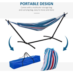 Outsunny Multicolour Stripe Hammock with Stand - Size: 298 x 117 x 105cm - Wilko - thumbnail 7