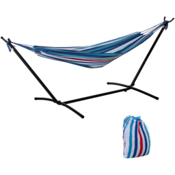 Outsunny Multicolour Stripe Hammock with Stand - Size: 298 x 117 x 105cm - Wilko - thumbnail 3
