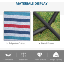 Outsunny Multicolour Stripe Hammock with Stand - Size: 298 x 117 x 105cm - Wilko - thumbnail 6