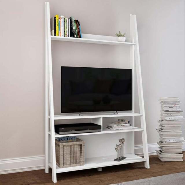 Tiva 5 Shelf White Ladder TV Unit - Size: 1754 x 1050 x 386cm - LPD Home - Wilko - image 1