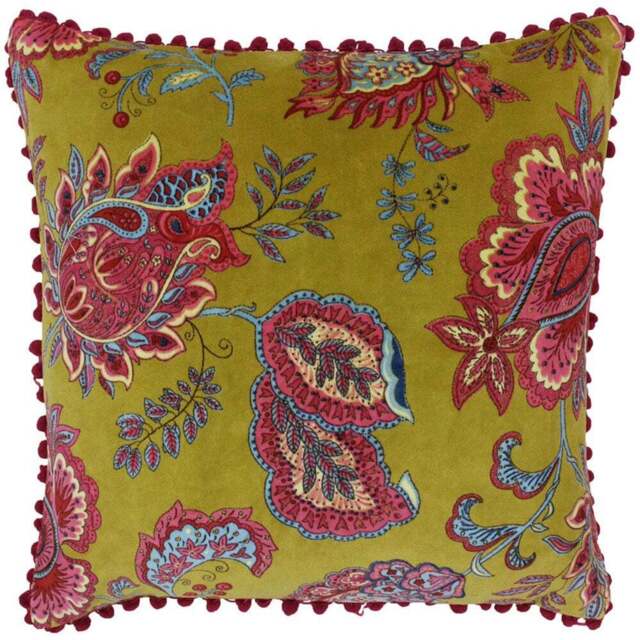 Paoletti Malisa Lemon Curry Paisley Cushion - Size: 50 x 50 cm - Multi - Wilko - image 1