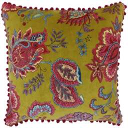 Paoletti Malisa Lemon Curry Paisley Cushion - Size: 50 x 50 cm - Multi - Wilko