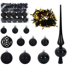 vidaXL Pre-Lit Warm White LED and Black Baubles White Artificial Christmas Tree with Stand 3.9ft - Wilko - thumbnail 7